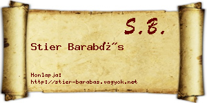 Stier Barabás névjegykártya